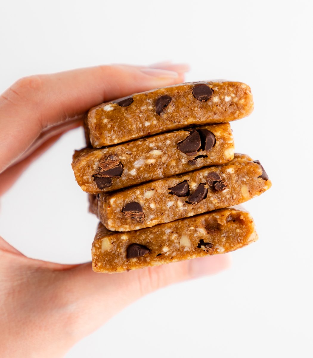 Stack of GoMacro coconut chocolate chip MacroBar minis