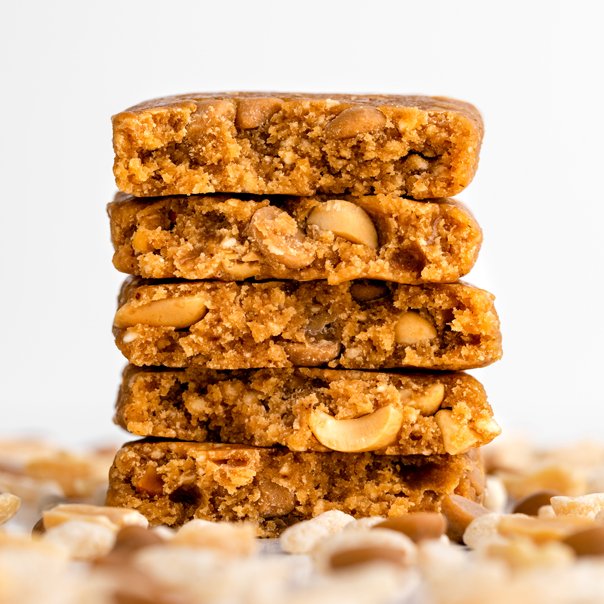 GoMacro Peanut Butter bars stacked on top of each other