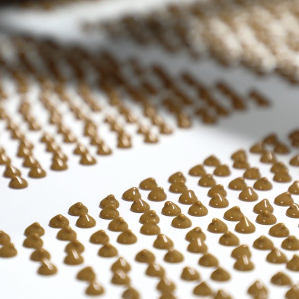 Peanut butter chips on the production line