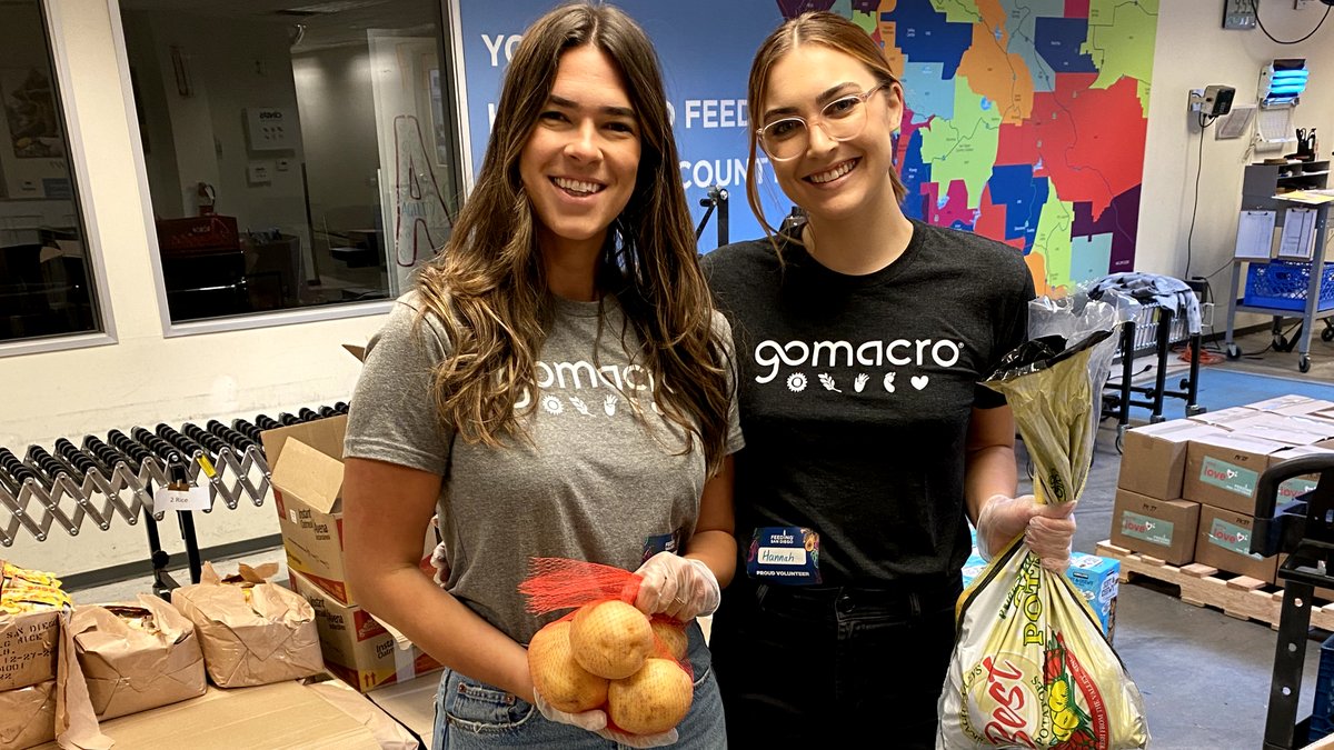 GoMacro staff volunteering at a food bank