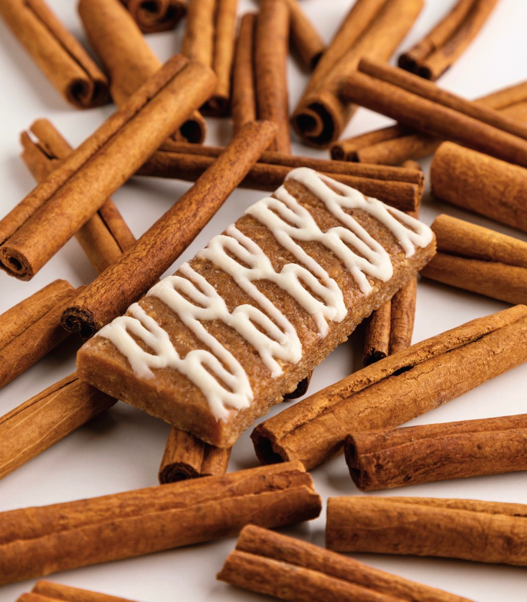 GoMacro Cinnamon Roll Kids Bar surrounded by cinnamon sticks