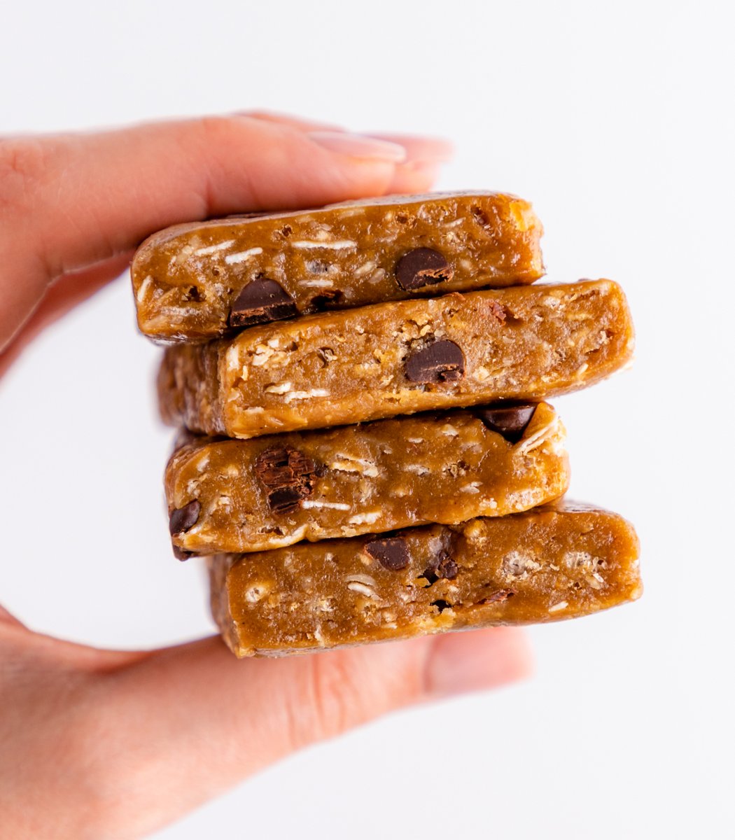 Stack of GoMacro Oatmeal Chocolate Chip MacroBar Minis