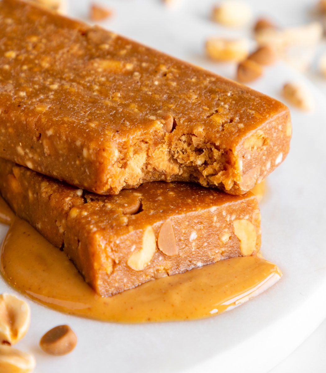 Stack of GoMacro peanut butter protein bars
