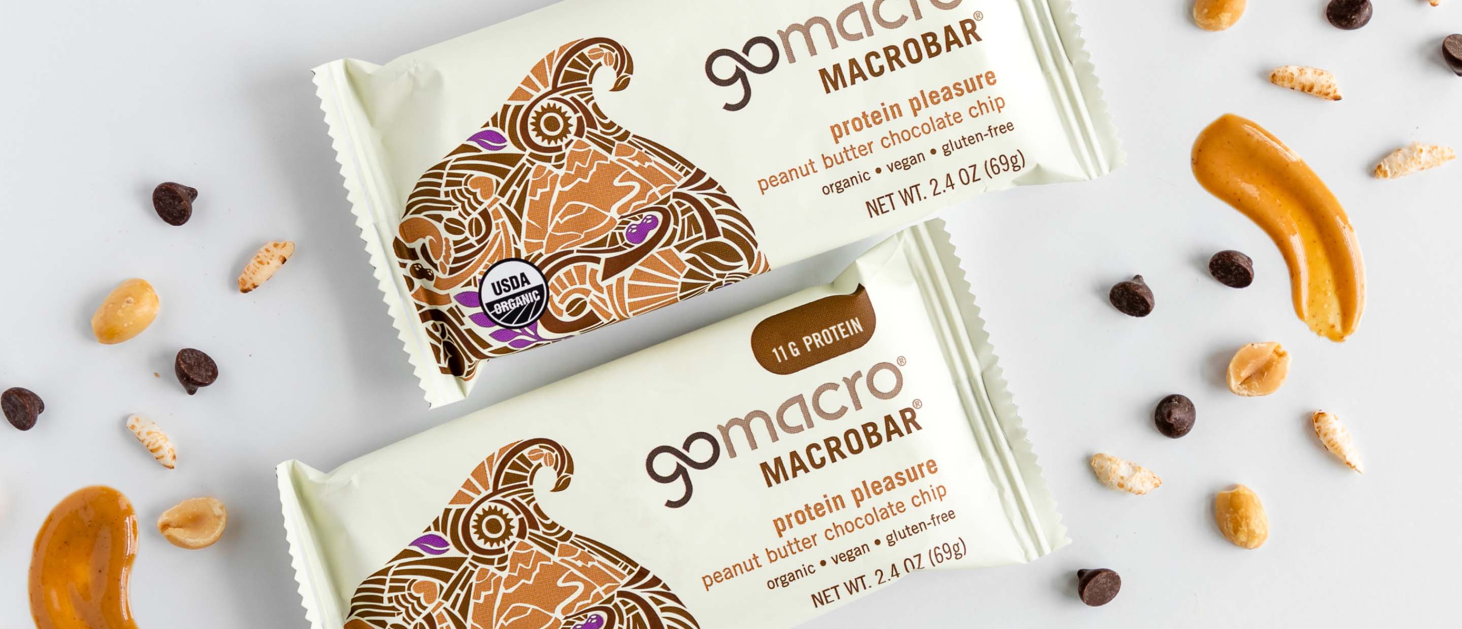 Two GoMacro Protein Pleasure bars