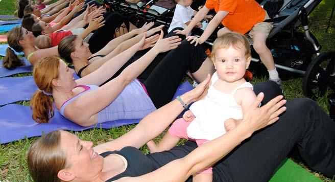 Moms working out with their babies