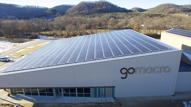 gomacro hq solar panels on roof