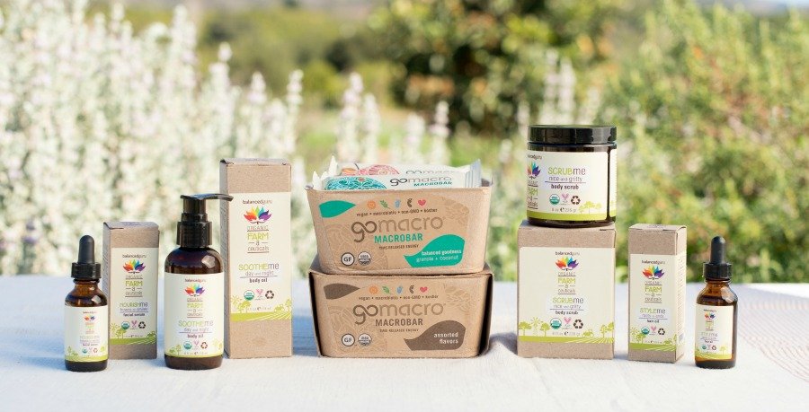 Organic Skin Care next to GoMacro protein bars