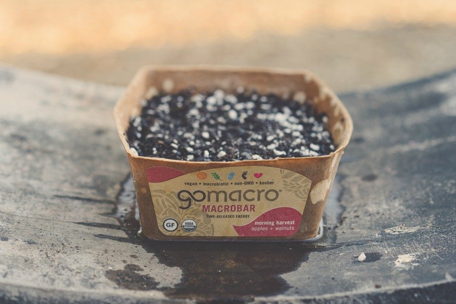 Seedling in GoMacro compostable packaging