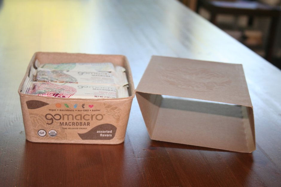 GoMacro protein bars in compostable packaging