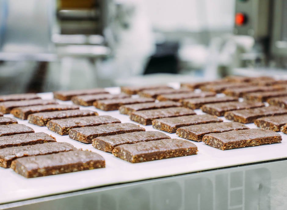 GoMacro protein bars in manufacturing facility