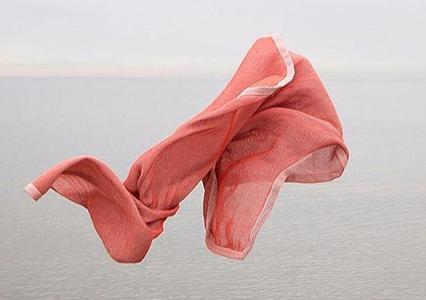Pink cloth flying through the air