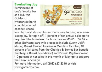 GoMacro Everlasting Joy bar in Vitamin Retailer magazine