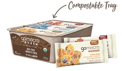 Tray of GoMacro Nut-Free Protein Bars Variety Pack