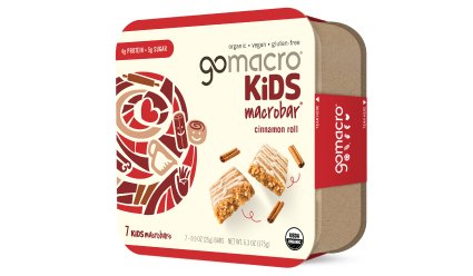 Box of GoMacro Cinnamon Roll Kids Bars