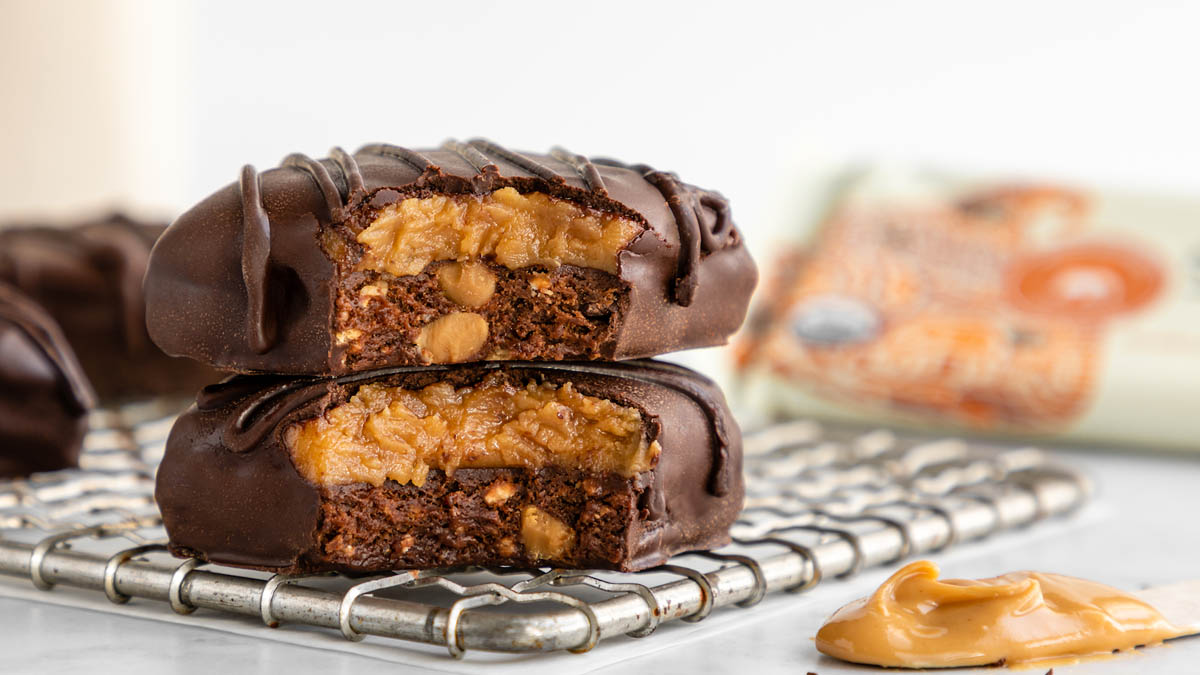 No-Bake Peanut Butter Brownie Bites made with GoMacro protein bars
