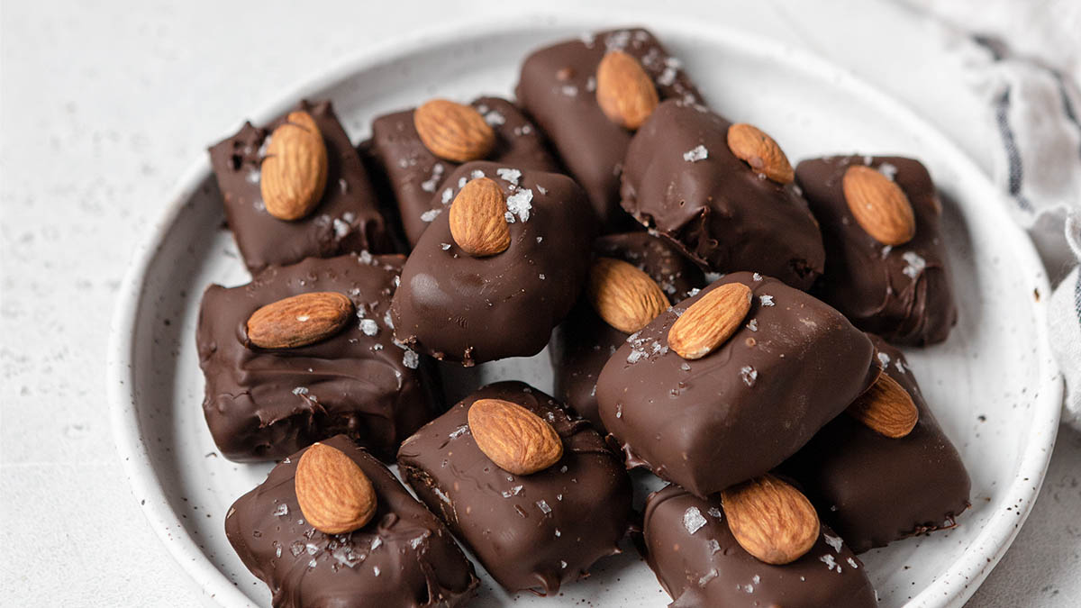 Dark chocolate covered almond joy bars