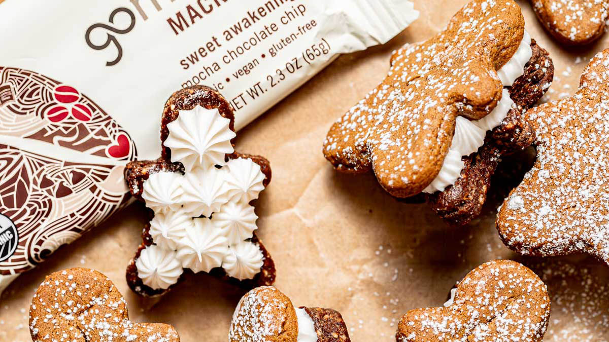 Mocha chocolate chip gingerbread cookie sandwiches