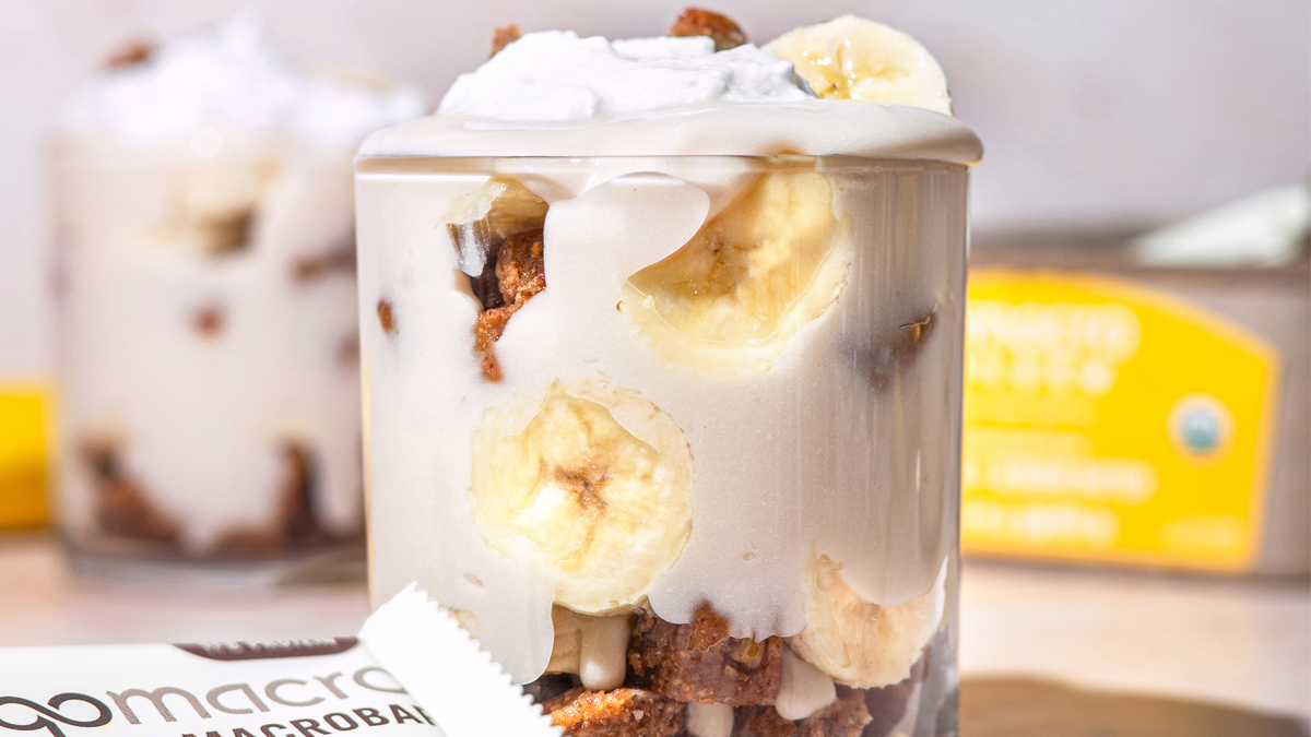 Banana pudding made with a chopped up Banana + Almond Butter bar