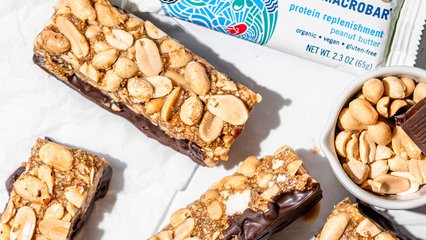 Peanuts on top of chocolate dipped marshmallows