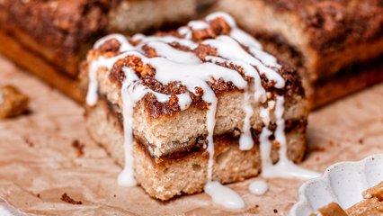 A maple coffee cake with a crunchy streusel topping