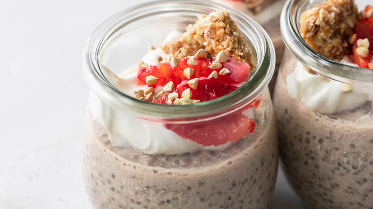 Chia pudding made with blood orange