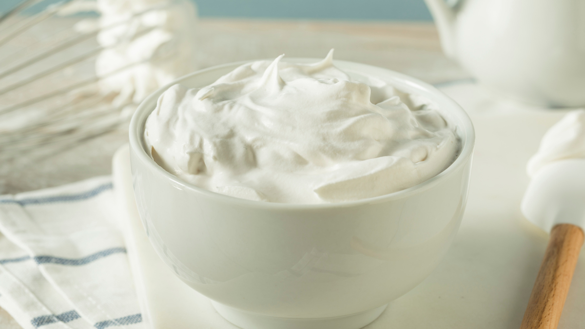 Whipped cream in a bowl