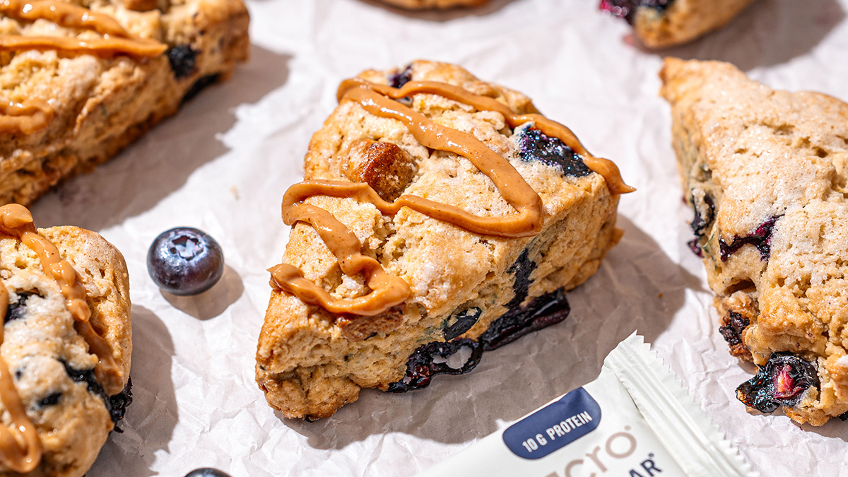 Gluten-free blueberry scones with chunks of MacroBars®