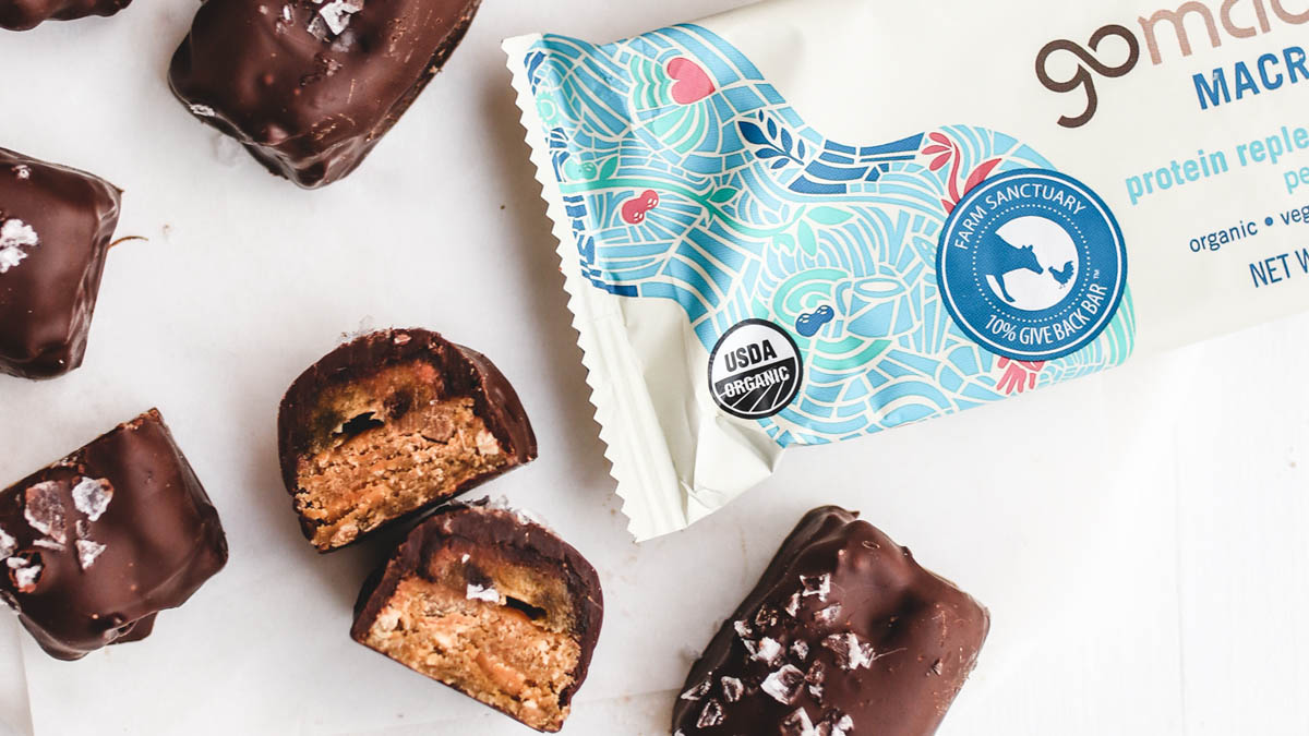 Dark chocolate bites made with GoMacro peanut butter bar