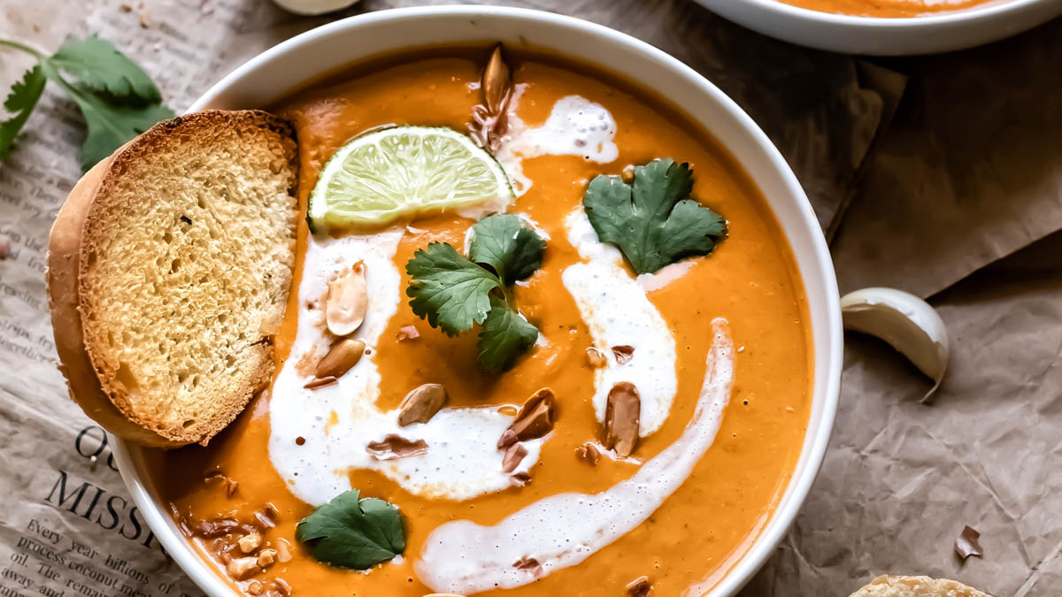 Curry soup made with butternut squash