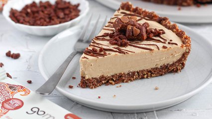 Chocolate peanut butter ice cream pie, crust made with chocolate peanut butter protein bars