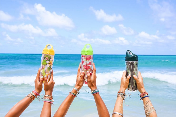 4Ocean water bottles at the beach