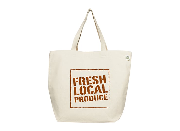 Ecobag that says fresh local produce