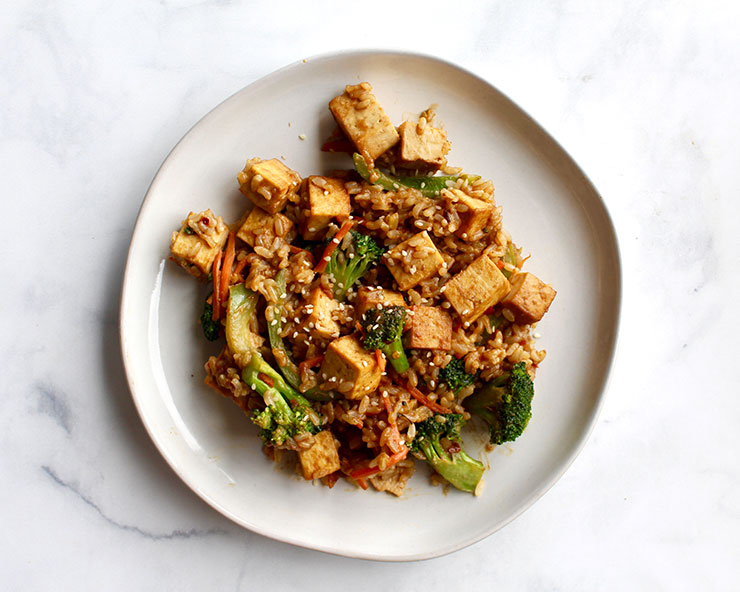 Tofu and vegetable stir fry, Low FODMAP dinner