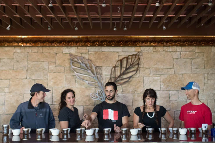 People tasting coffee at Wonder State Coffee